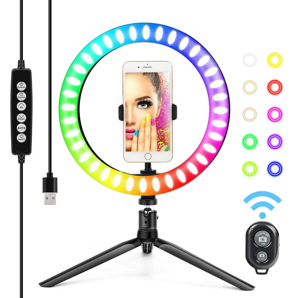 WenFei shop LED Ring Light Kit,19-inch 50W 5500K Bi-Color Dimmable SMD Selfie Light with White Plastic Filter,Cellphone Holder and Light Stand for Make-up Video Shooting Fill Light 